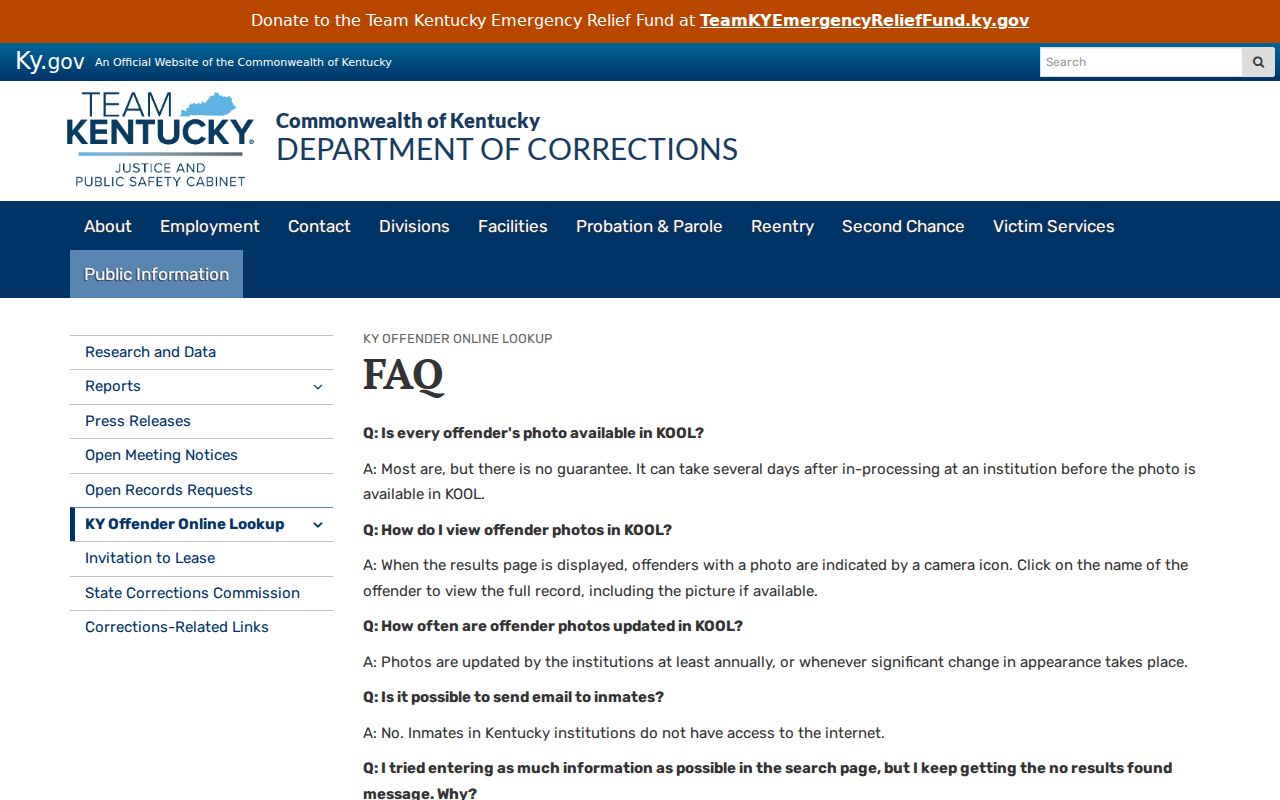 KOOL guidance for Jefferson County arrest and corrections records