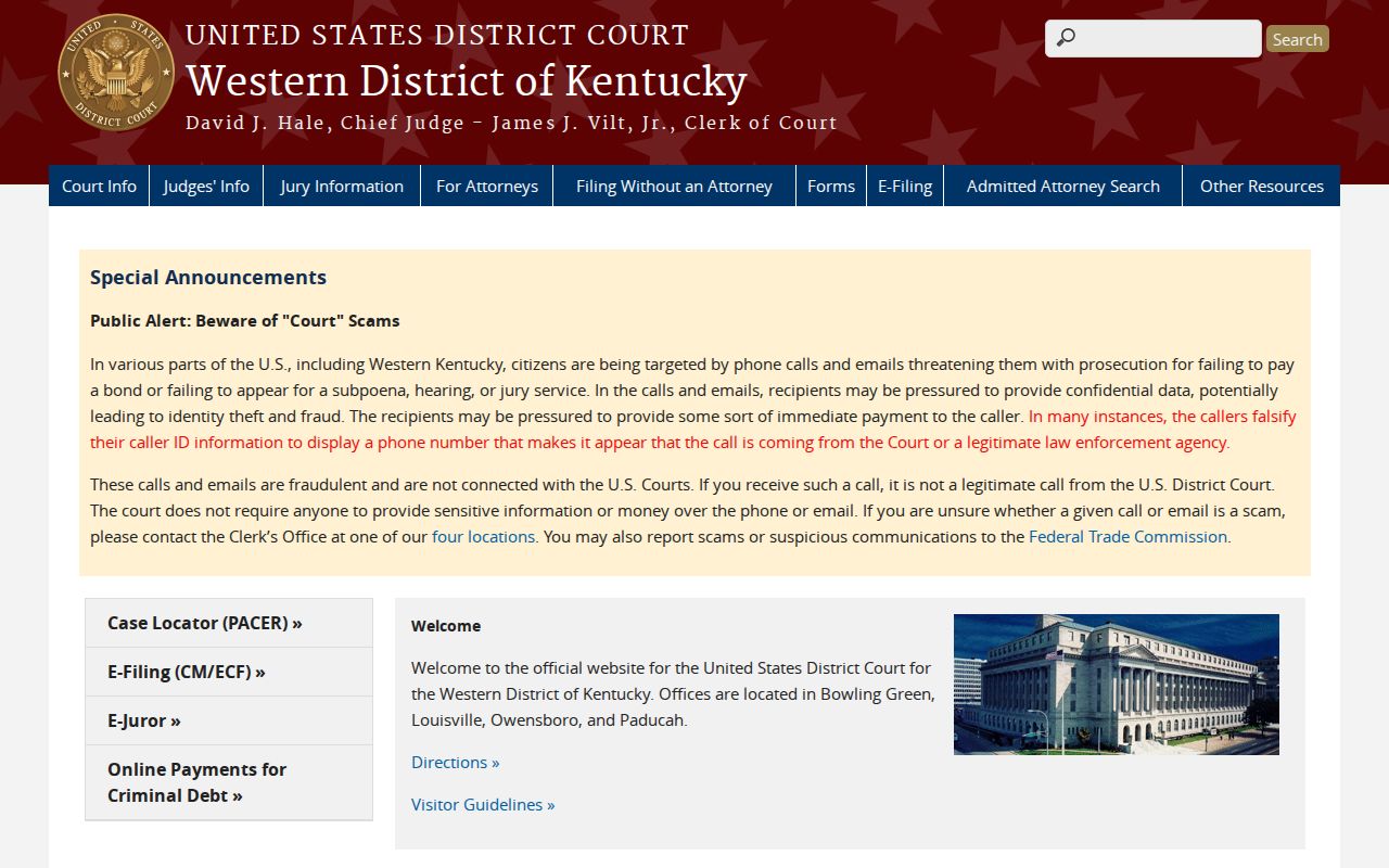 United States District Court for the Western District of Kentucky official website