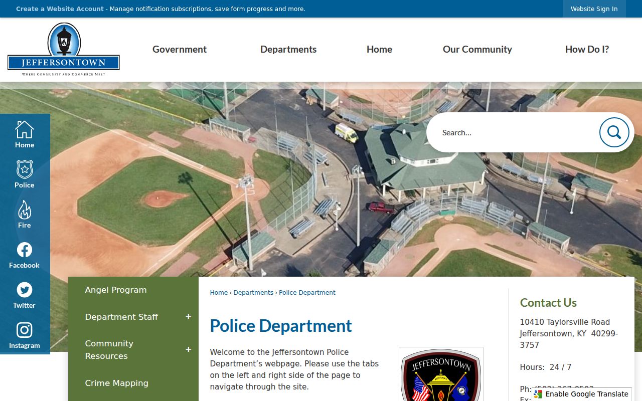 Jeffersontown Police Department criminal records information