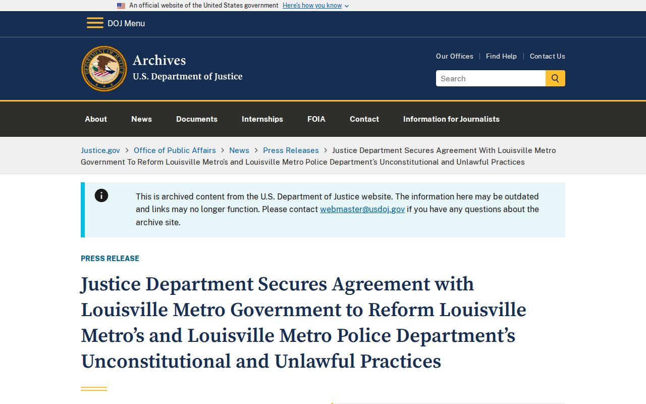 Louisville criminal records consent decree official source