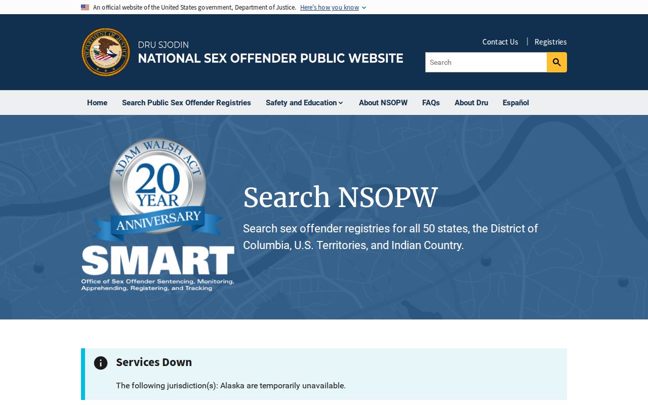 Jefferson County sex offender check using the official NSOPW national registry search