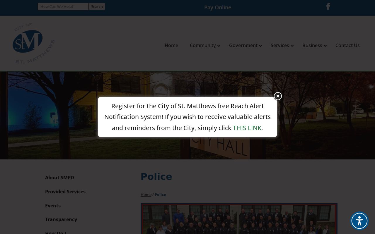 Official St. Matthews Police Department contact and service information