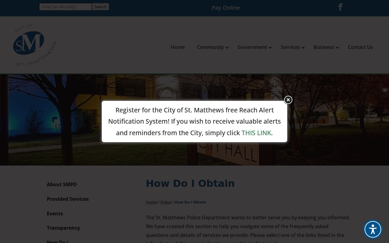 Official St. Matthews Police records and report request instructions